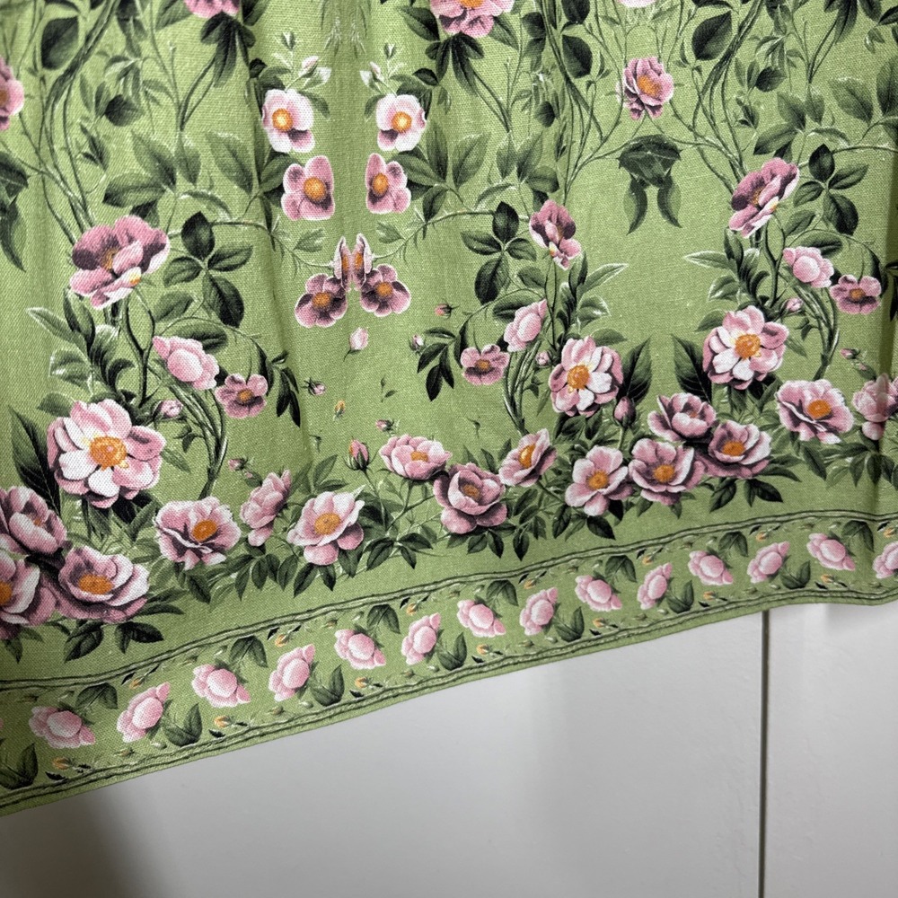 Max Studio Green Floral Midi Skirt women's sz M Cottagecore Prairie Linen Blend - Picture 5 of 10